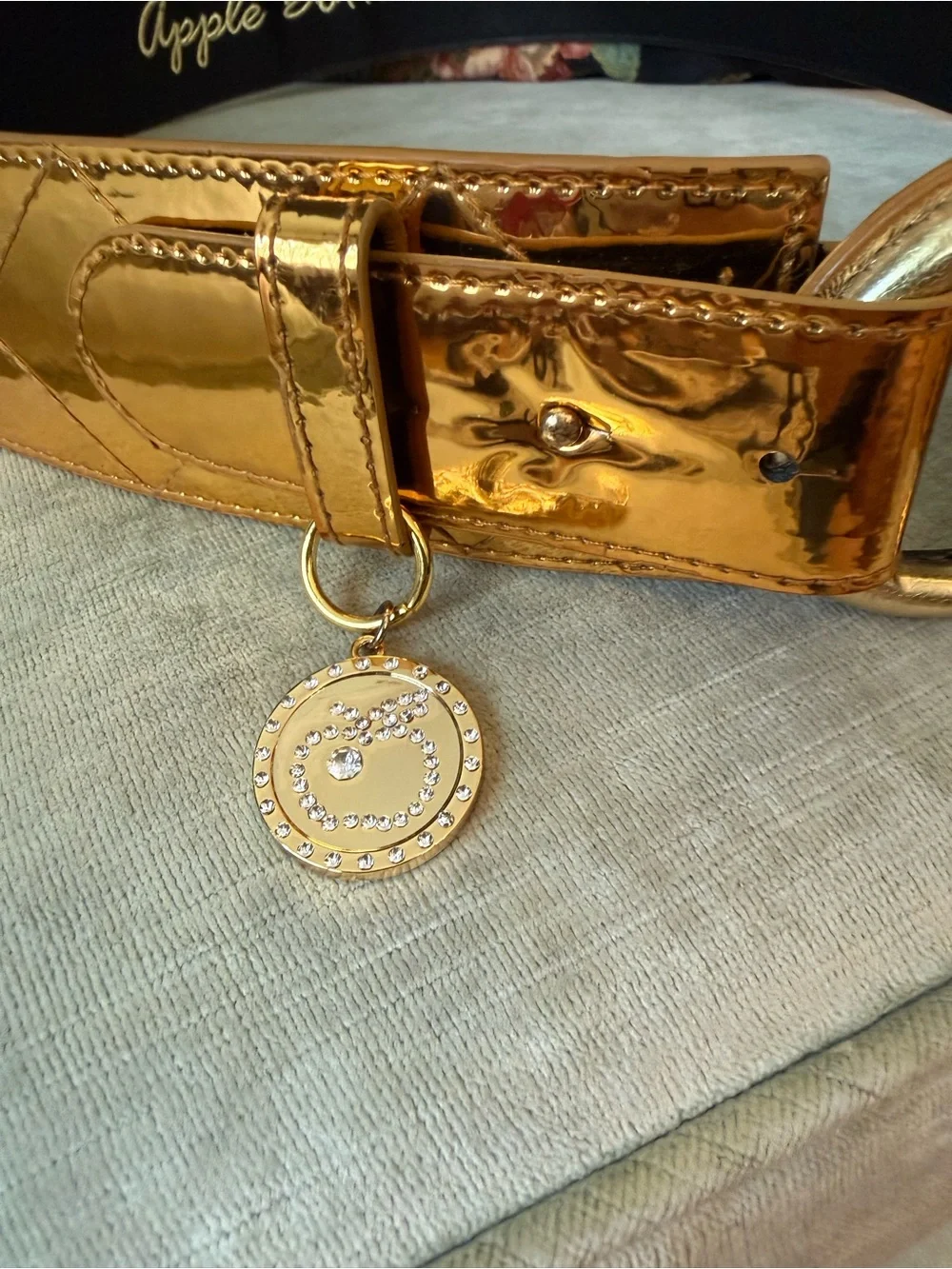 ✨ Apple Bottoms Metallic Gold Wide Waist Belt O-Ring Charm Bling Y2K ML